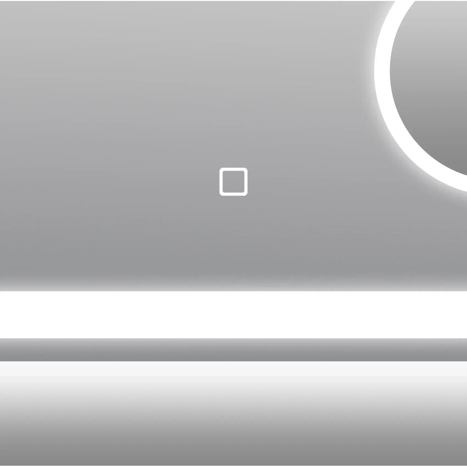 DSK Design LED-Lichtspiegel Silver Conde, 80x60 cm, mit Digitaluhr und Kosmetikspiegel.