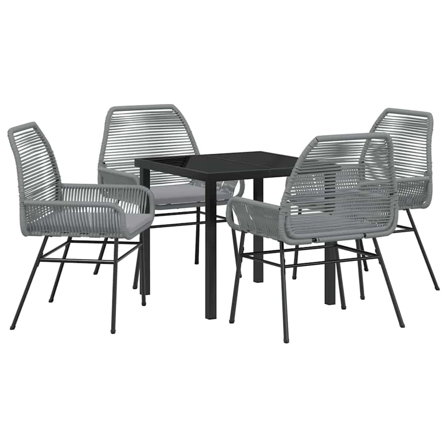 vidaXL Garten Essgruppe 5-Tlg Grau Poly Rattan 3380884 günstig online kaufen