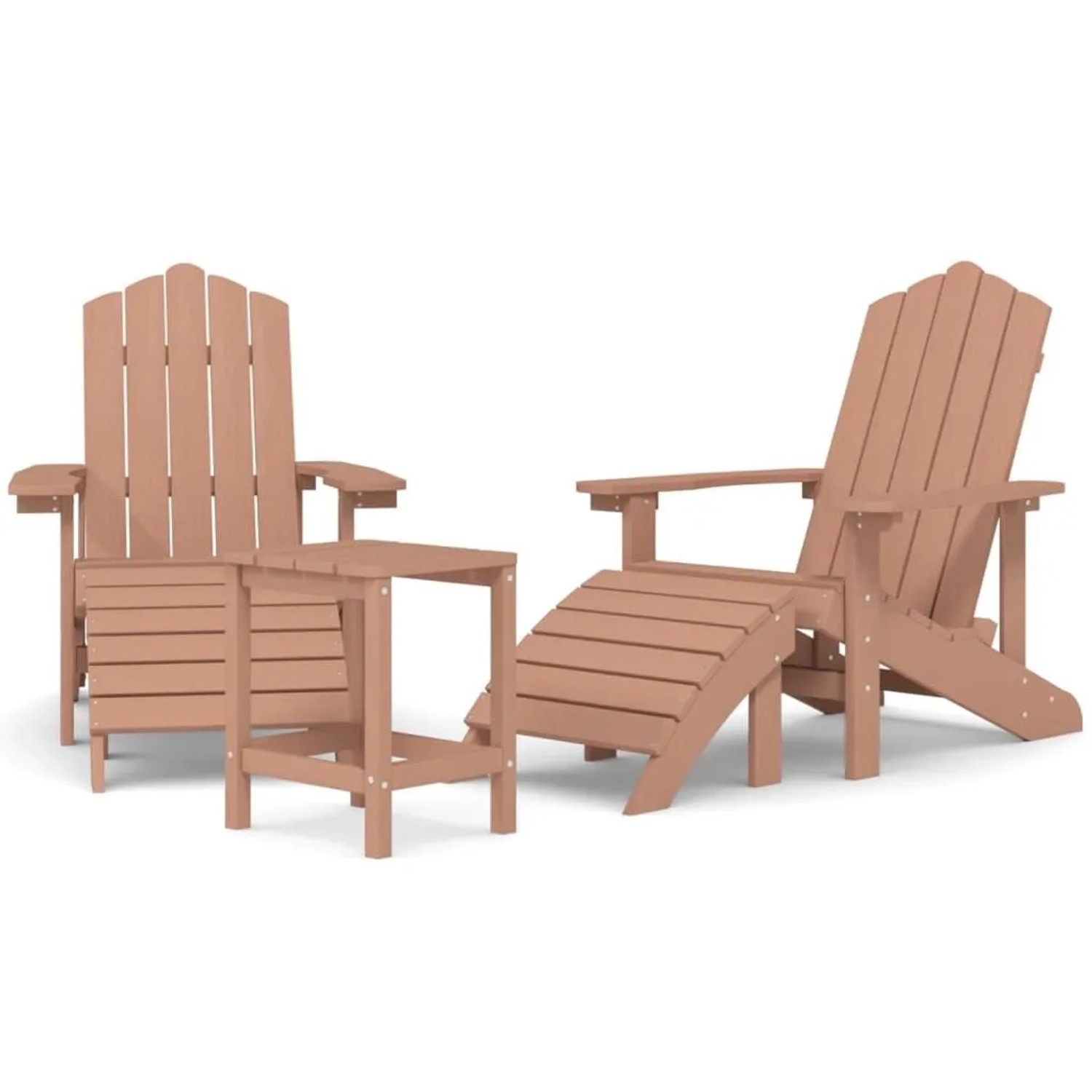 Furnicato Adirondack-gartenstühle Mit Hocker & Tisch Hdpe Braun