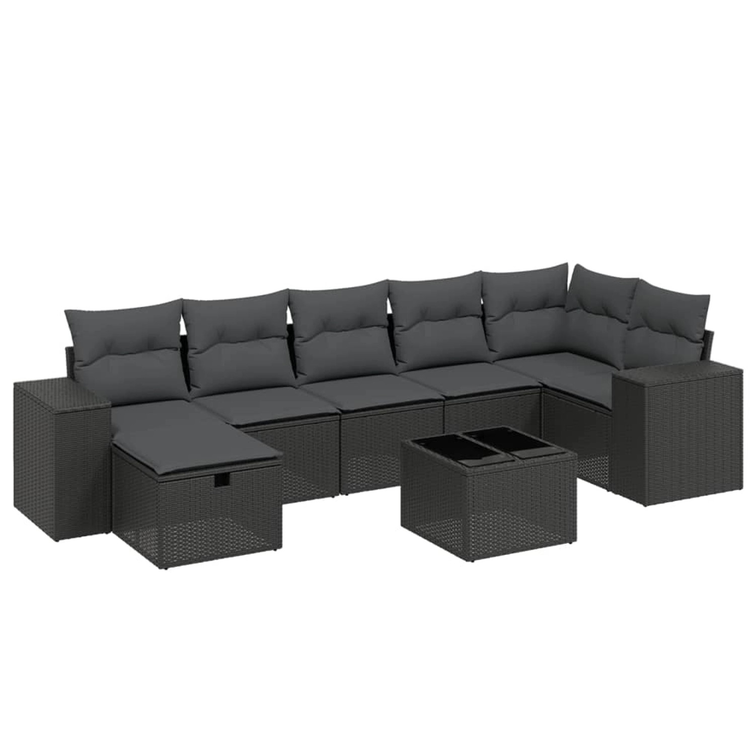 vidaXL 8-tlg Garten-Sofagarnitur mit Kissen Schwarz Poly Rattan Modell 187 günstig online kaufen