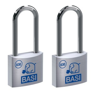 Set aus zwei Basi Vorhangschlössern (40mm) mit je 2 Schlüsseln und gehärtetem Stahlbügel.