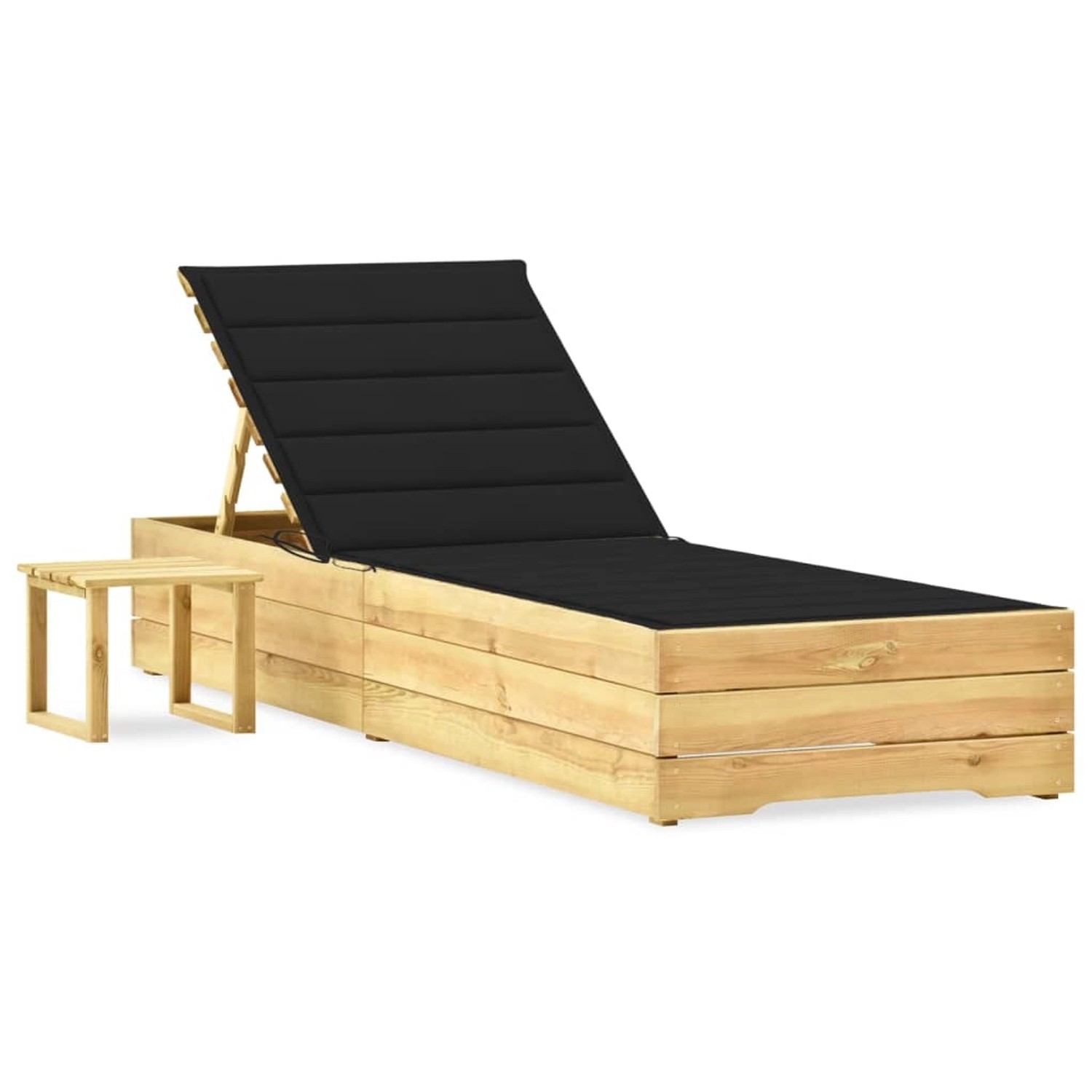 vidaXL Garten-Sonnenliege mit Tisch und Auflage Kiefer Imprägniert 3065931
