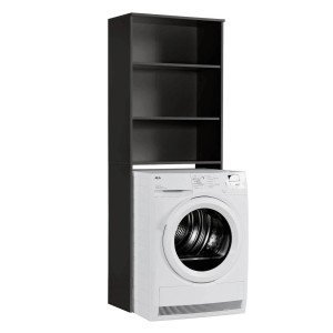 mokebo Waschmaschinenschrank in Anthrazit mit Regalfächern über einer Waschmaschine.