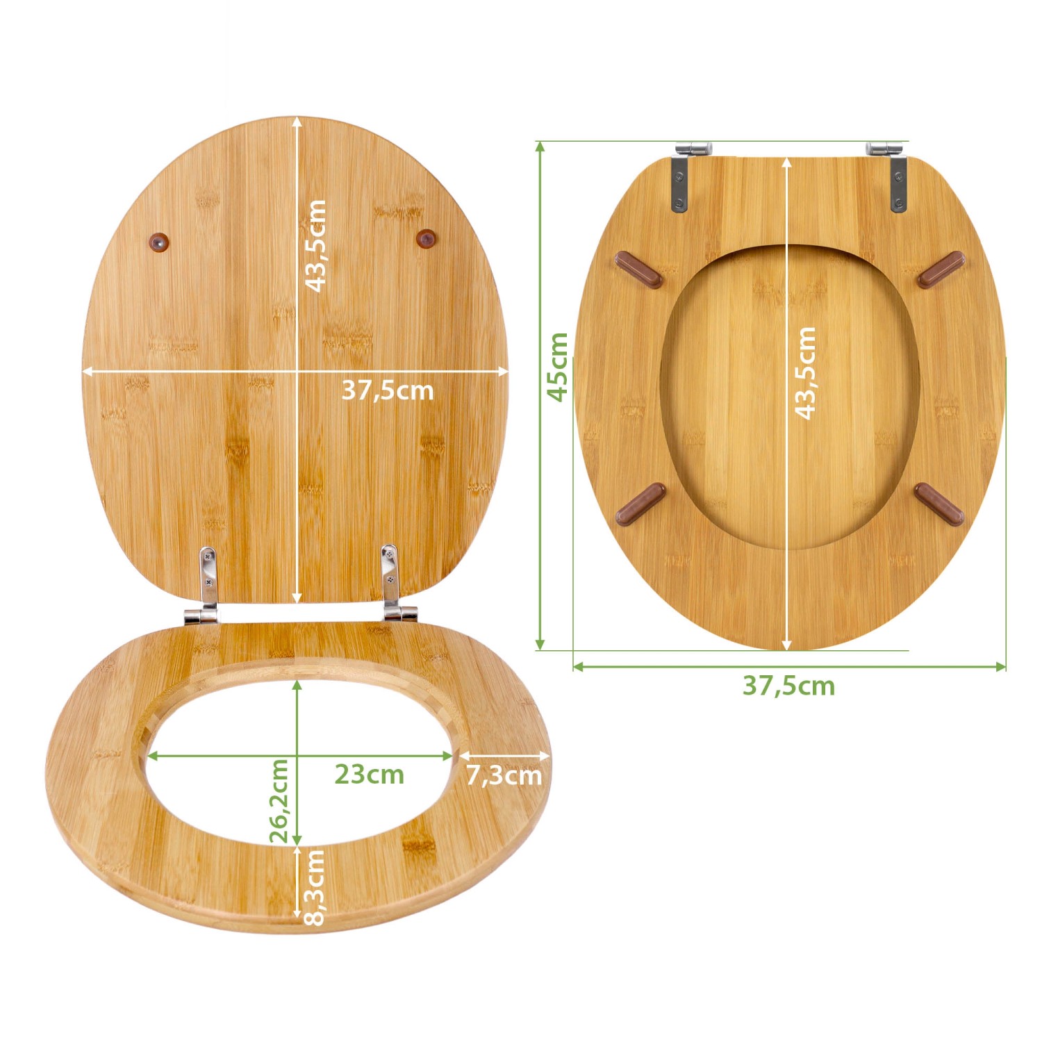 Banjado WC-Sitz aus Bambus mit Motiv Blaue Holzlatten und Universal Scharnieren.