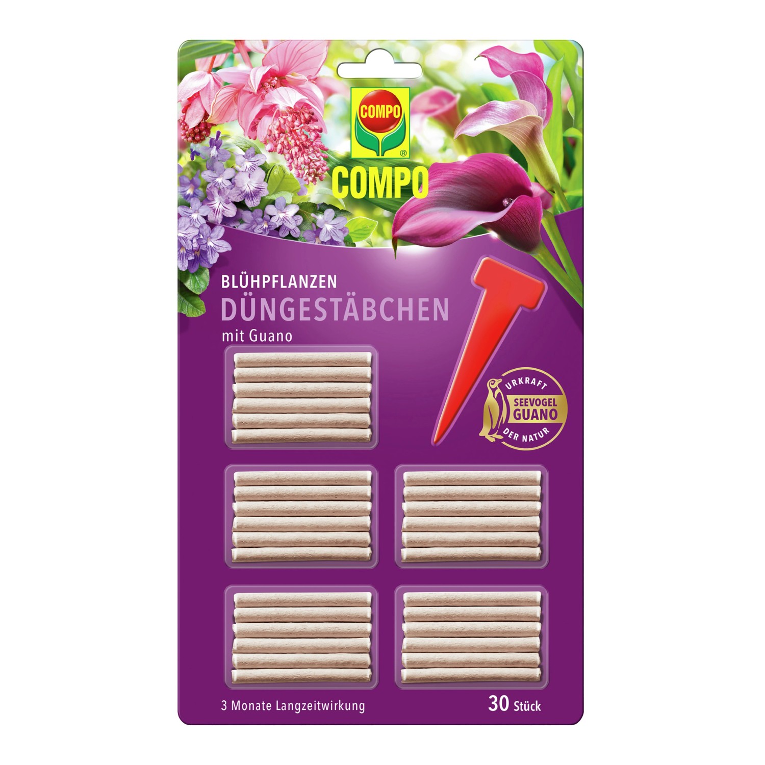 Compo Düngestäbchen für Blühpflanzen mit Guano 30 Stäbchen günstig online kaufen