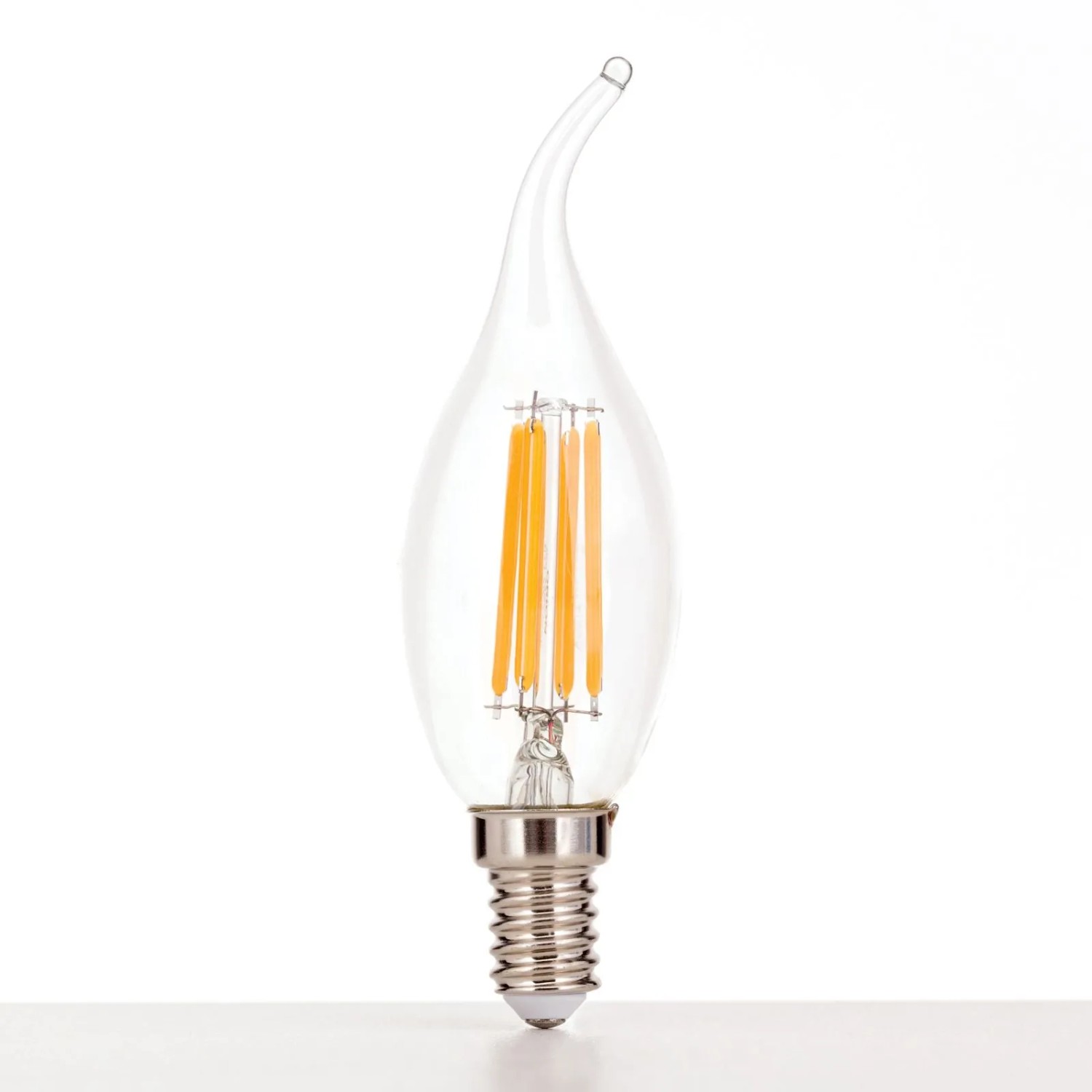 Dimmbare LED-Windstoßkerze E14, 4,5W, 40W, 470lm, 2700K, Warmweiß, Klar für Leuchtmittel.