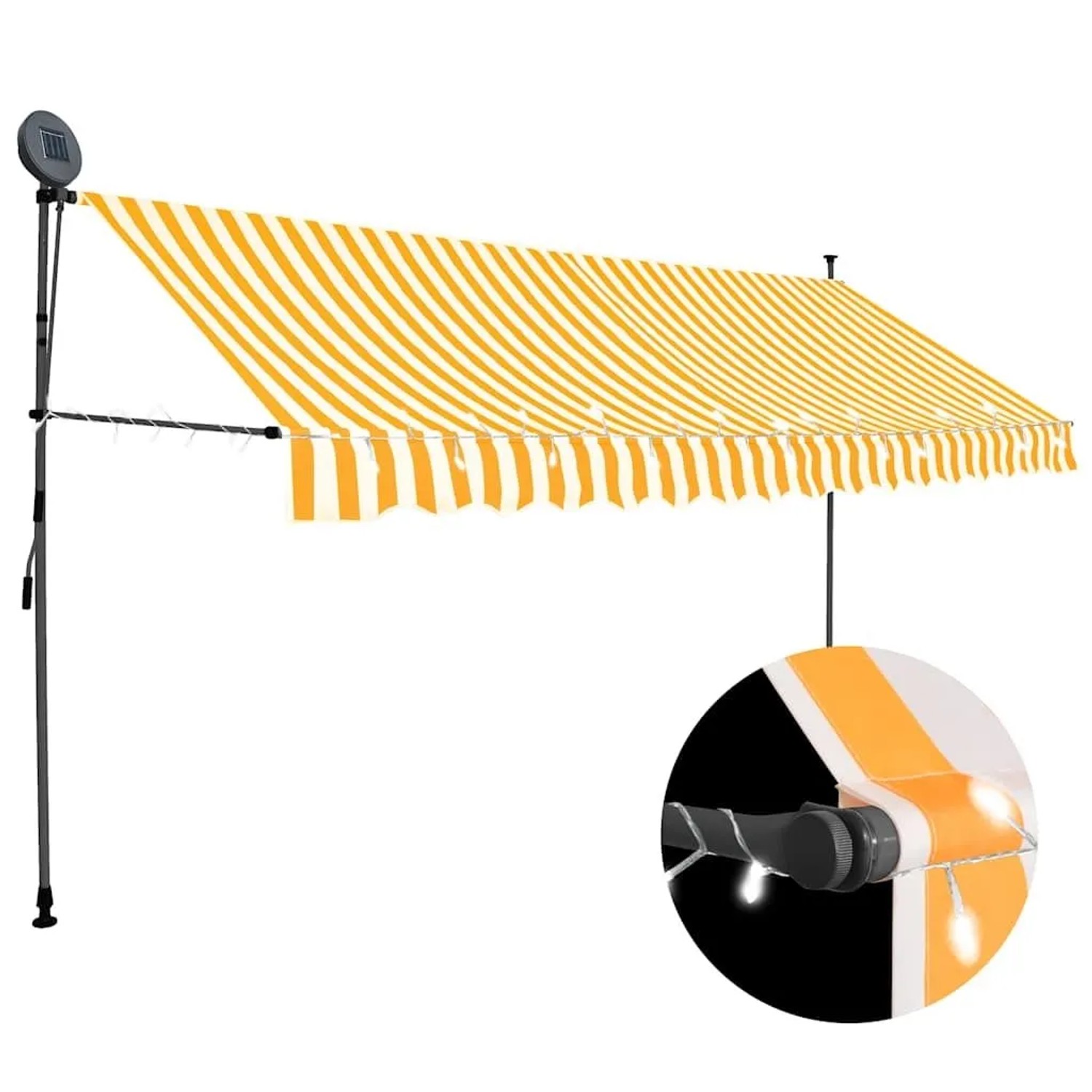 vidaXL Einziehbare Markise Handbetrieben mit LED 350 cm Weiß Orange 145860