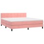 Rosa vidaXL Boxspringbett mit Matratze (160x200 cm) aus Samt.