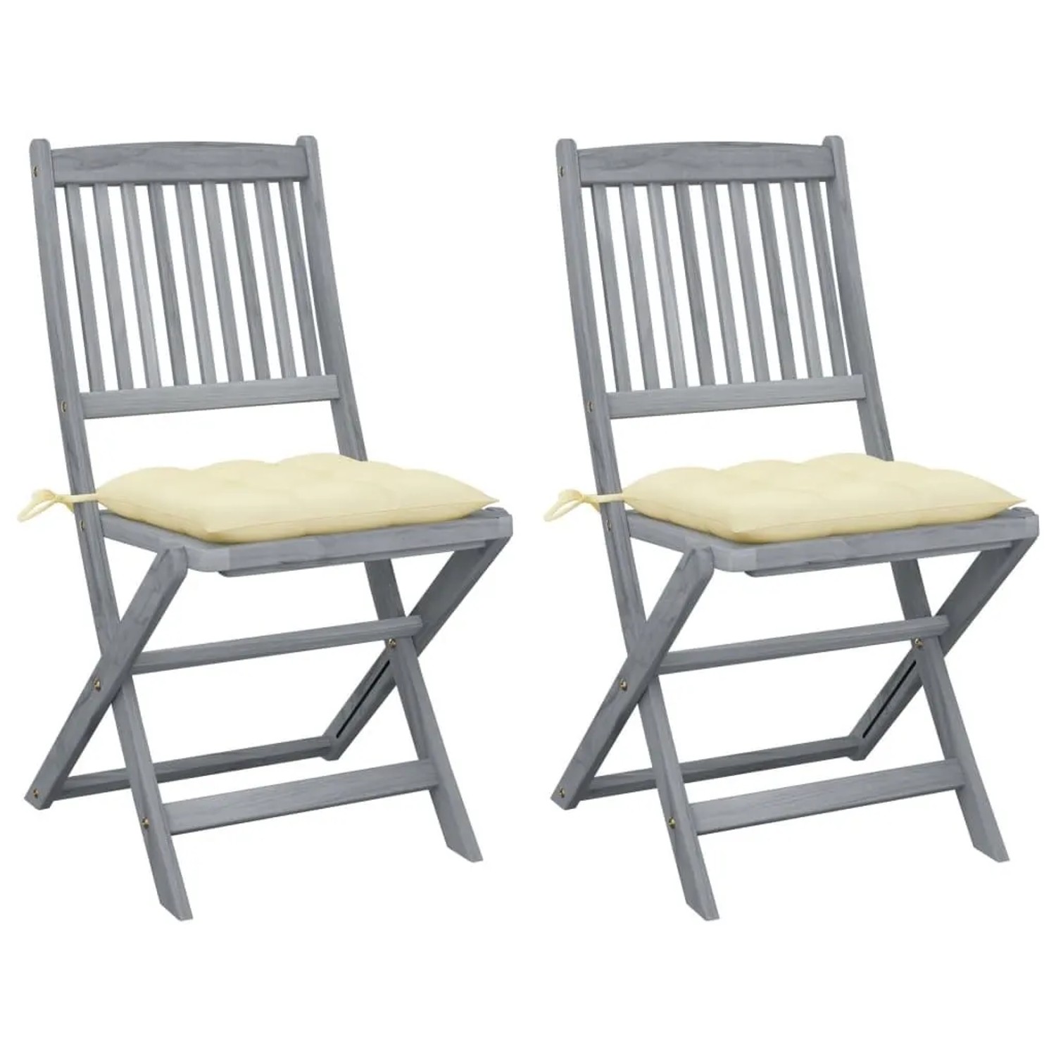 vidaXL Klappbare Gartenstühle 2 Stk mit Kissen Massivholz Akazie 3064553
