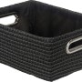 Wenko Aufbewahrungskorb Chromo Black, geflochtene Optik mit Chromgriffen, 28x12x19,5 cm.