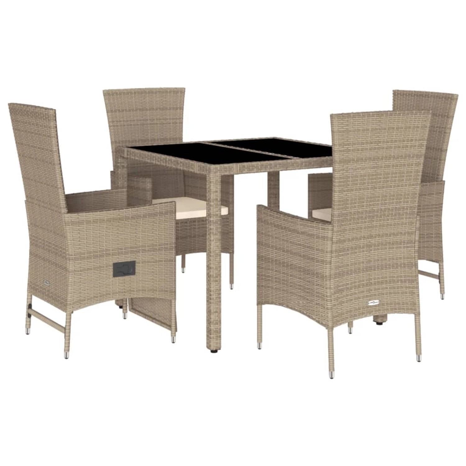 vidaXL 5-Tlg Garten-Essgruppe mit Kissen Beige Poly Rattan 3277570 günstig online kaufen