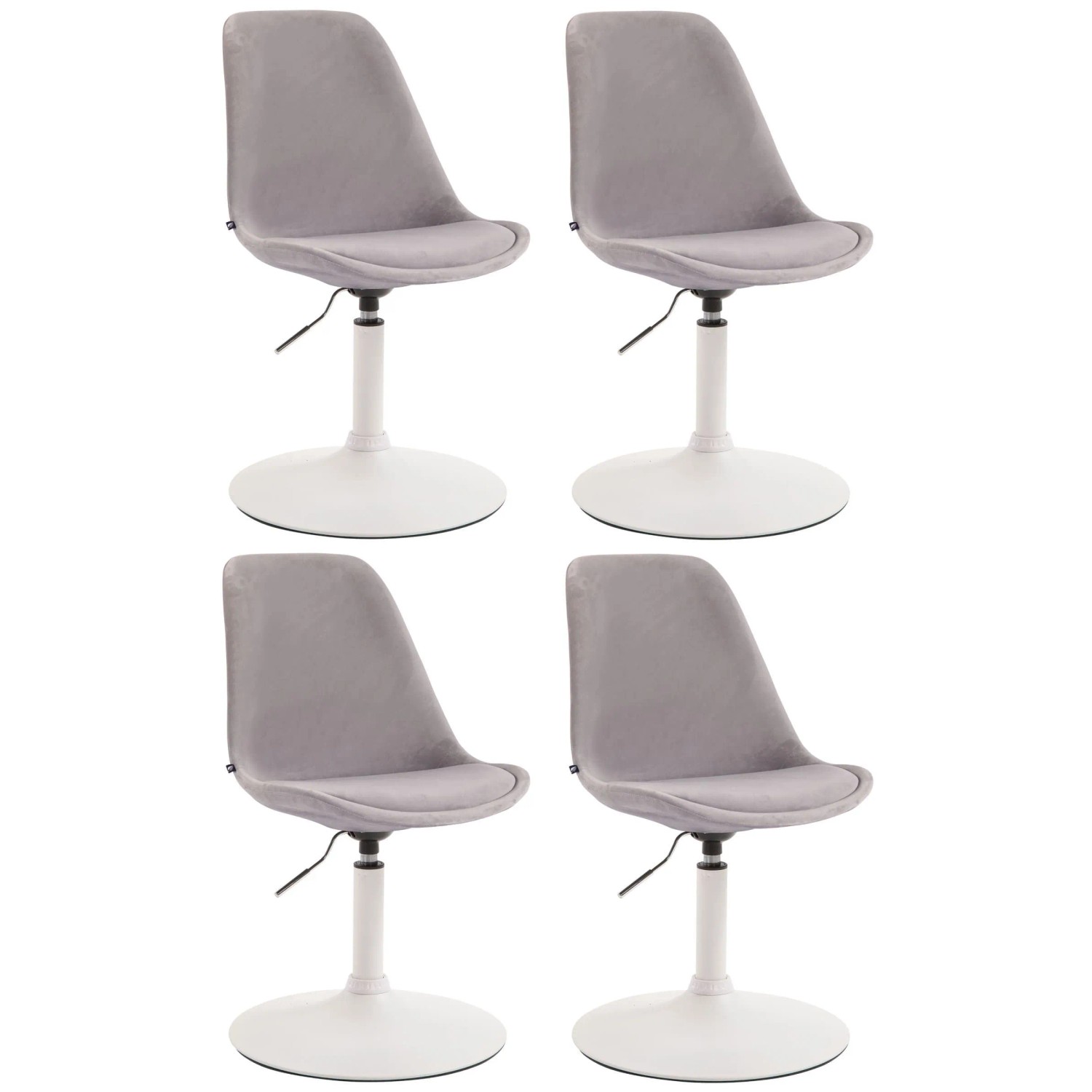 CLP 4er Set Esszimmerstühle Maverick Samt Grau/Weiß