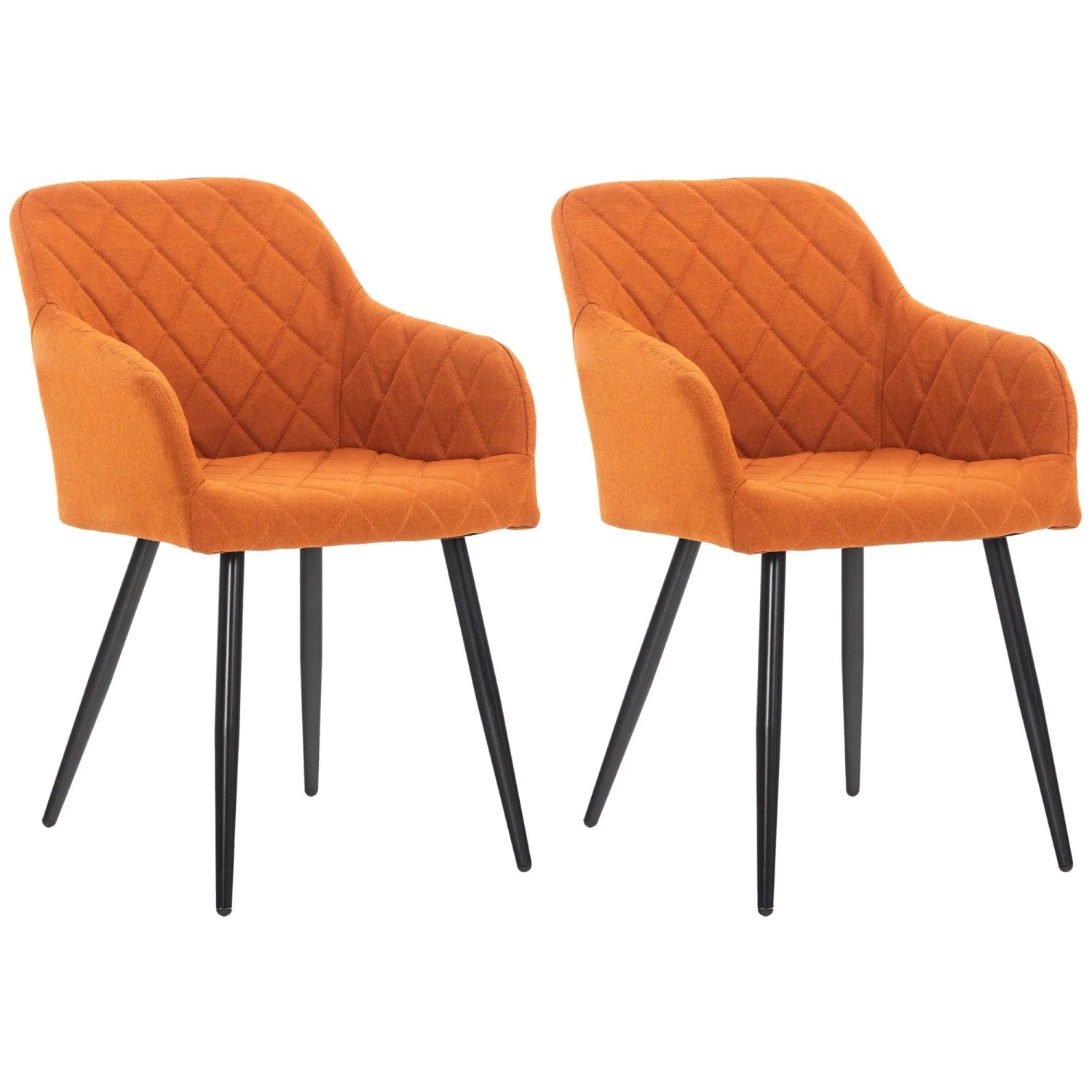 DELUKE 2er Set Esszimmerstuhl LISAN Stoff Orange 47x44x84cm Essstühle Esszimmerstühle Küchenstühle Wohnzimmerstühle
