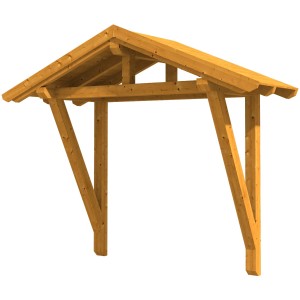 Skan Holz Haustür-Vordach Stralsund 2, Eiche hell lasiert, 289x116 cm, aus Konstruktionsvollholz.