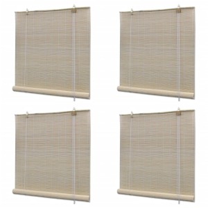 4er Set Bambus Rollos, 120x160 cm, natürliche Fensterdekoration für Sichtschutz und Lichtfilterung.