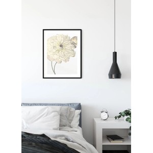 Wandbild Illustration Dahlie, 40x50 cm, im schwarzen Rahmen. Dekorative Wandgestaltung für Wohnräume.