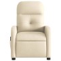 Elektrischer Massagesessel, creme Stoff, mit Vibrationsfunktion und Seitentasche.