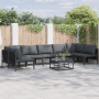 Anthrazitfarbenes 7-teiliges Garten-Sofa-Set aus Stahl von vidaXL mit Tisch und bequemen Sitzkissen.