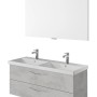 Pelipal Badmöbel-Set Serie 4035 in Oxid Hellgrau mit Spiegel und Doppelwaschtisch.