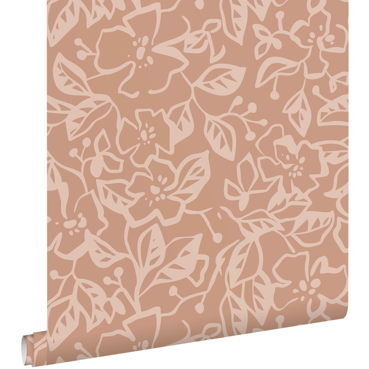 ESTAhome Tapete Blätter und Blumen Terrakottarosa 50 x 900 cm günstig online kaufen