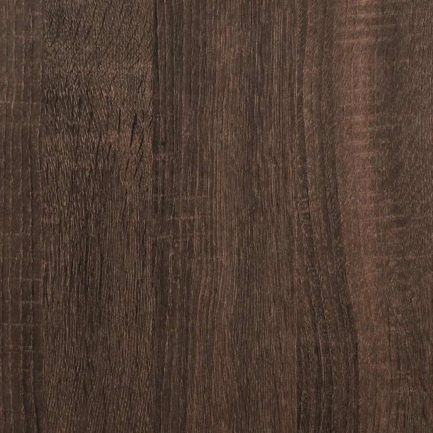 Dunkelbraune Eichen-Optik Holzmaserung des vidaXL Couchtisches. Oberflächendetail.