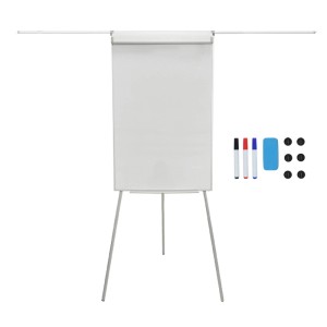 Relaxdays Flipchart Whiteboard Aluminium Weiß Höhenverstellbar Magnetisch Abwischbar Mit 2 Armen 100 cm x 70 cm 4,2 kg