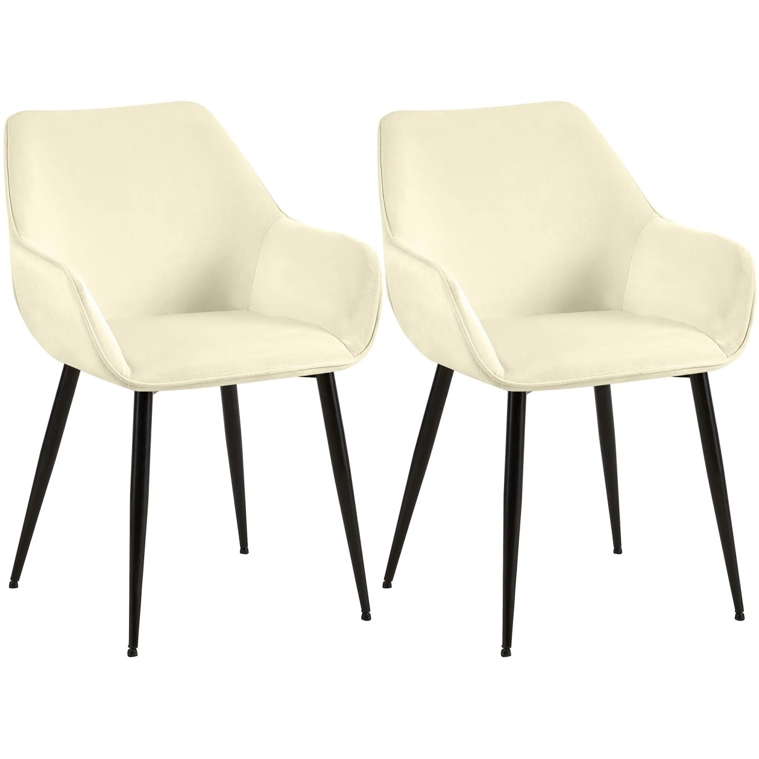 DELUKE 2er Set Esszimmerstuhl HORID Samt Creme 52x63x82cm Essstühle Esszimmerstühle Küchenstühle Wohnzimmerstühle