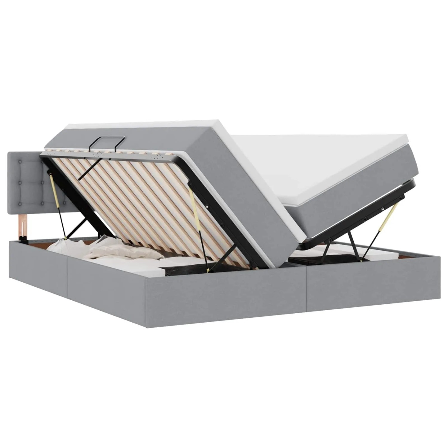 vidaXL Bett mit LED-Lichtleisten Hellgrau 180 x 200 cm Stoff 3371585