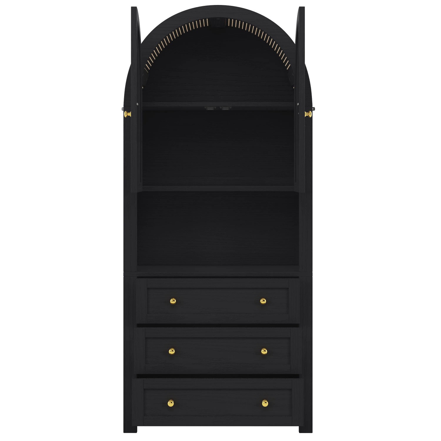 okwish Aufbewahrungsschrank mit Schubladen Türen Regal Wohnzimmer 70x35x180cm Schwarz