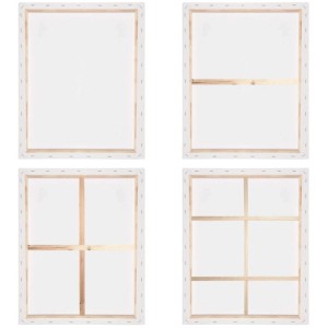 Artina Premium 3D Keilrahmen 90x90cm, 4er Set, weiße Leinwand auf Holzrahmen.