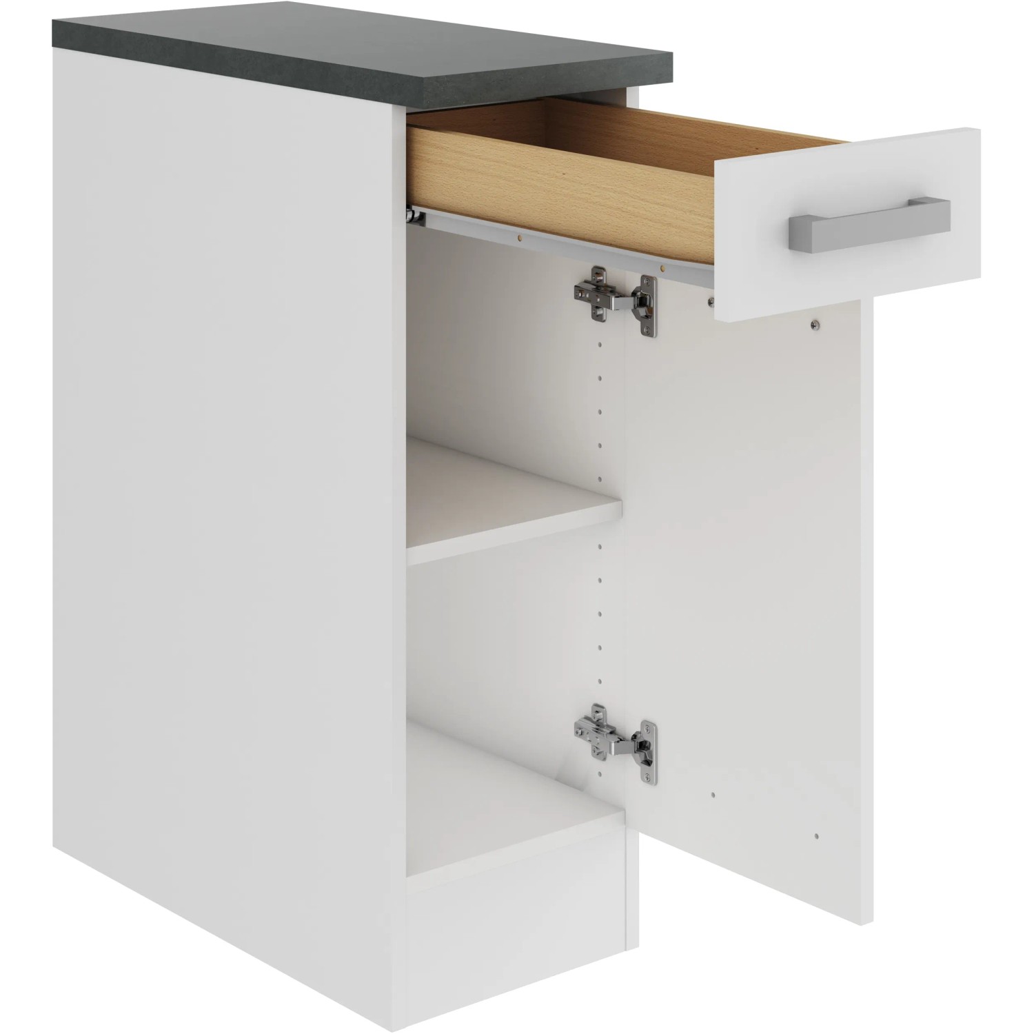 OPTIFIT Oslo214 Küchen Unterschrank, 30 cm, Weiß, mit Schublade und Einlegeboden.