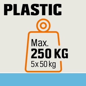 OBI Kunststoff-Steckregal: Max. 250 kg Gesamttragkraft (5x 50 kg pro Boden). Aus robustem Kunststoff.