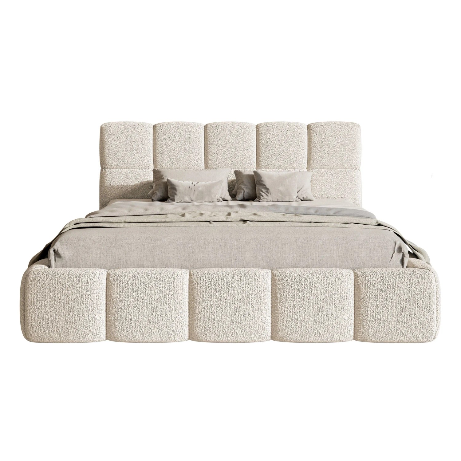 Selsey Polsterbett Cloudy 180 cm mit Bettkasten Boucle Hellbeige