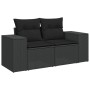 Schwarze vidaXL Garten-Sofagarnitur aus Rattan mit Kissen, 10-teilig. Gartenmöbel für Terrasse und Garten.