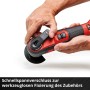Einhell Akku-Multifunktionswerkzeug TP-MG 18 Li BL-Solo mit Schnellspannverschluss in Aktion.