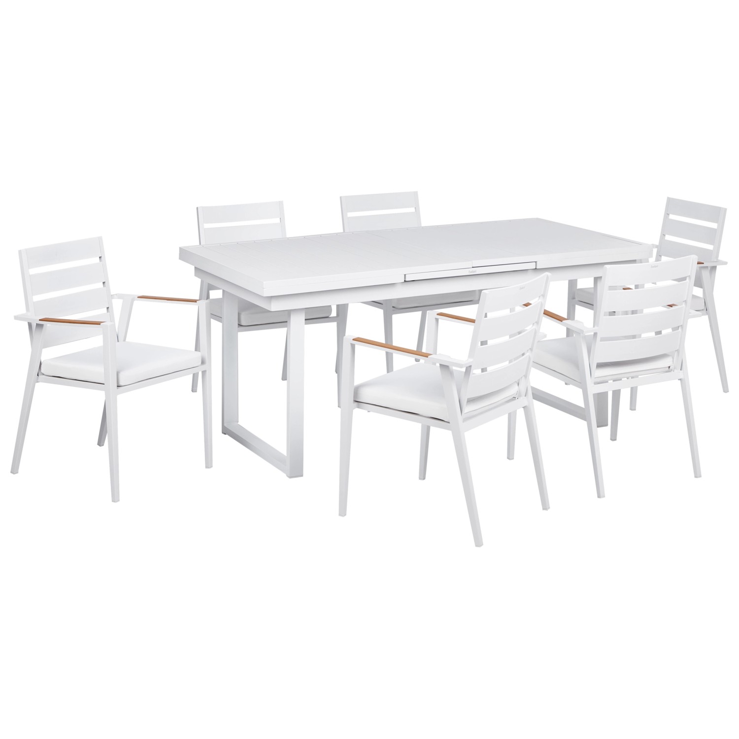 Beliani Gartentisch Set VALCANETTO/TAVIANO Weiss Heller Holzfarbton günstig online kaufen