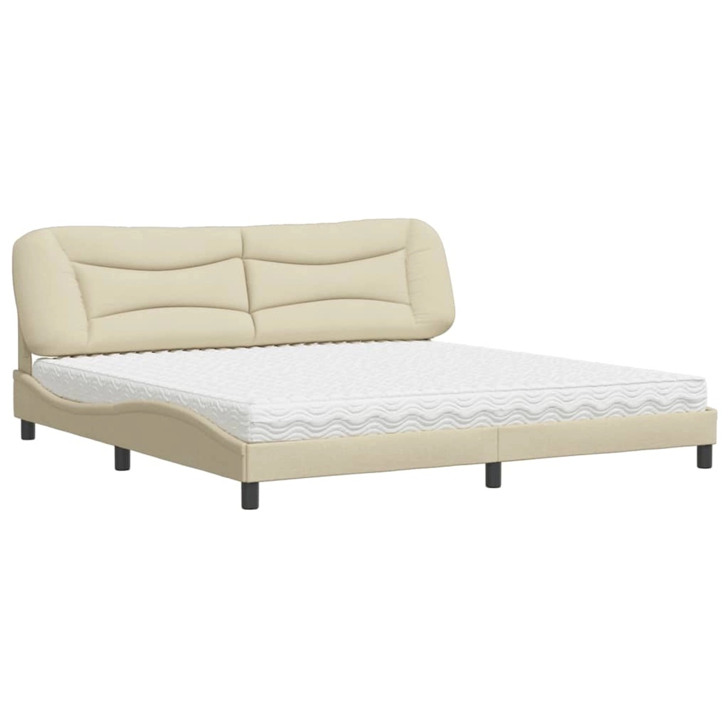 vidaXL Bett mit Matratze Hvar Creme 200x200 cm Stoff 3208560