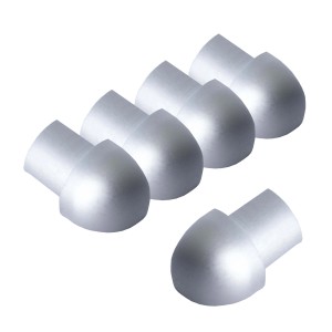 Mehrere Dalsys Außenecken für Fliesenschienen, Viertelkreis, 5x8mm, Aluminium, Silber matt.