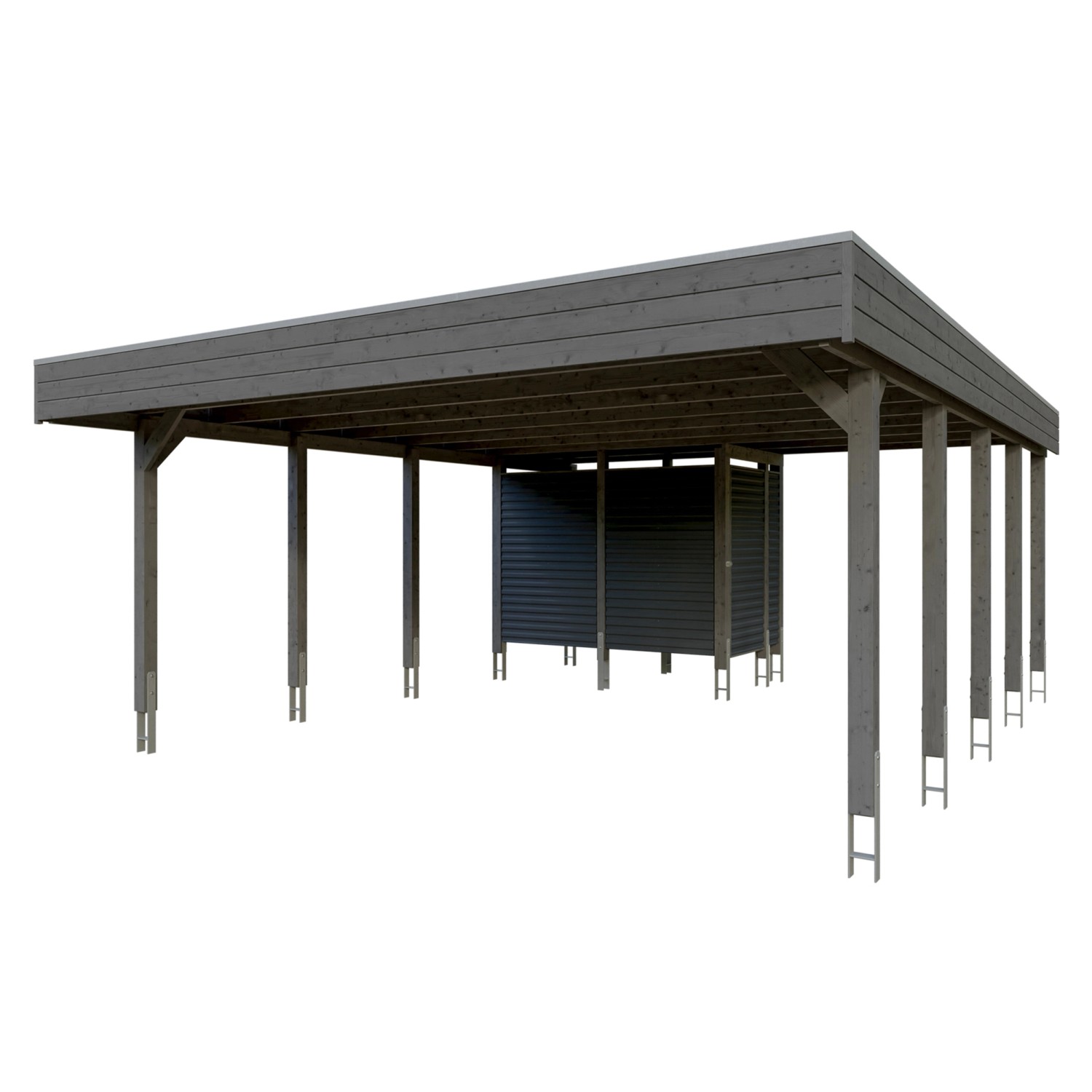 Skan Holz Carport Friesland Hybrid 557 cm x 708 cm Schiefergrau günstig online kaufen