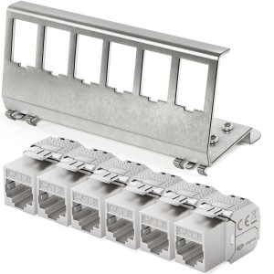 hb-digital Hutschienenadapter 6 Port  mit CAT 8.1 Keystone Modul RJ47