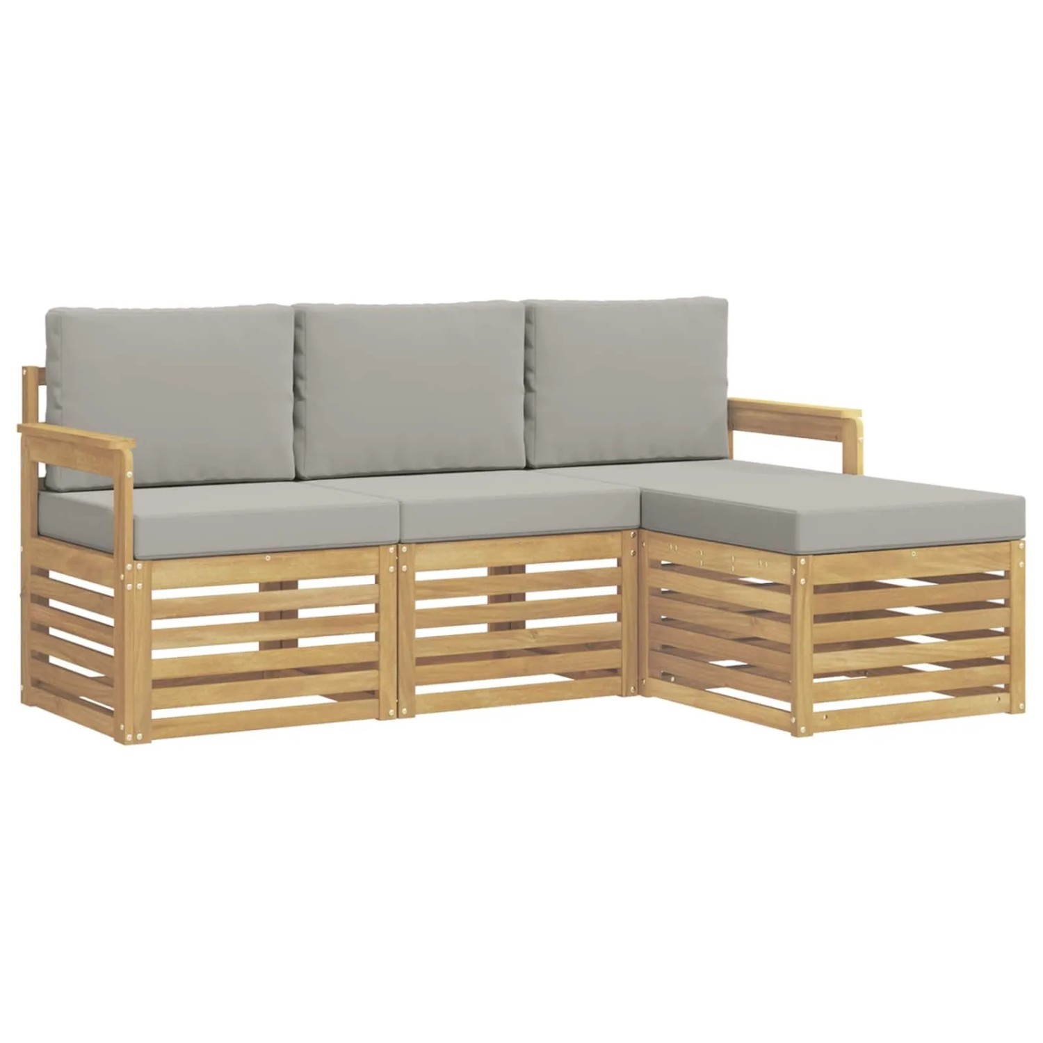 vidaXL Outdoor-Sofagarnitur 4-Tlg Weiß und Hellgrau 3391621