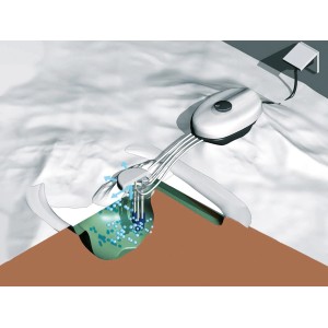 Heissner Teichbelüfter Outdoor 720l/h im Einsatz zur Sauerstoffversorgung des Teichs.