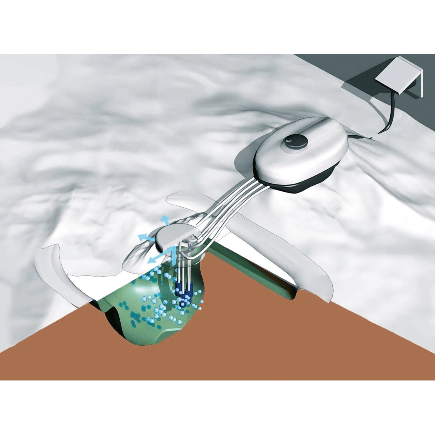 Heissner Teichbelüfter Outdoor 720l/h im Einsatz zur Sauerstoffversorgung des Teichs.