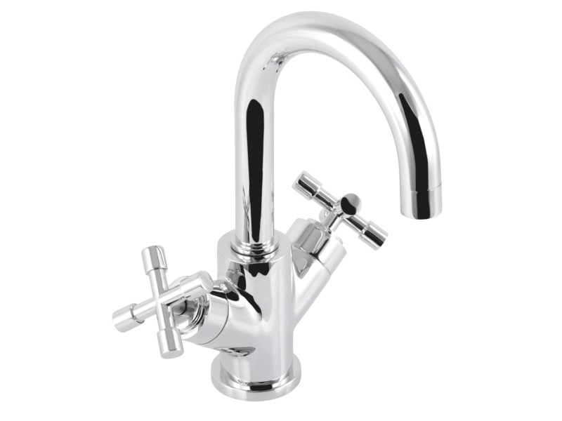 Cinwiny Waschtischarmatur – 10,2 Cm Centerset, 2 Griffe, 360° Schwenkbar, Chrom, Für 2-Loch Becken
