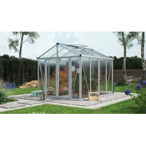 Vitavia Gewächshaus Zeus Comfort 8100 HKP mit Alu-Rahmen und Hohlkammerplatten im Garten.