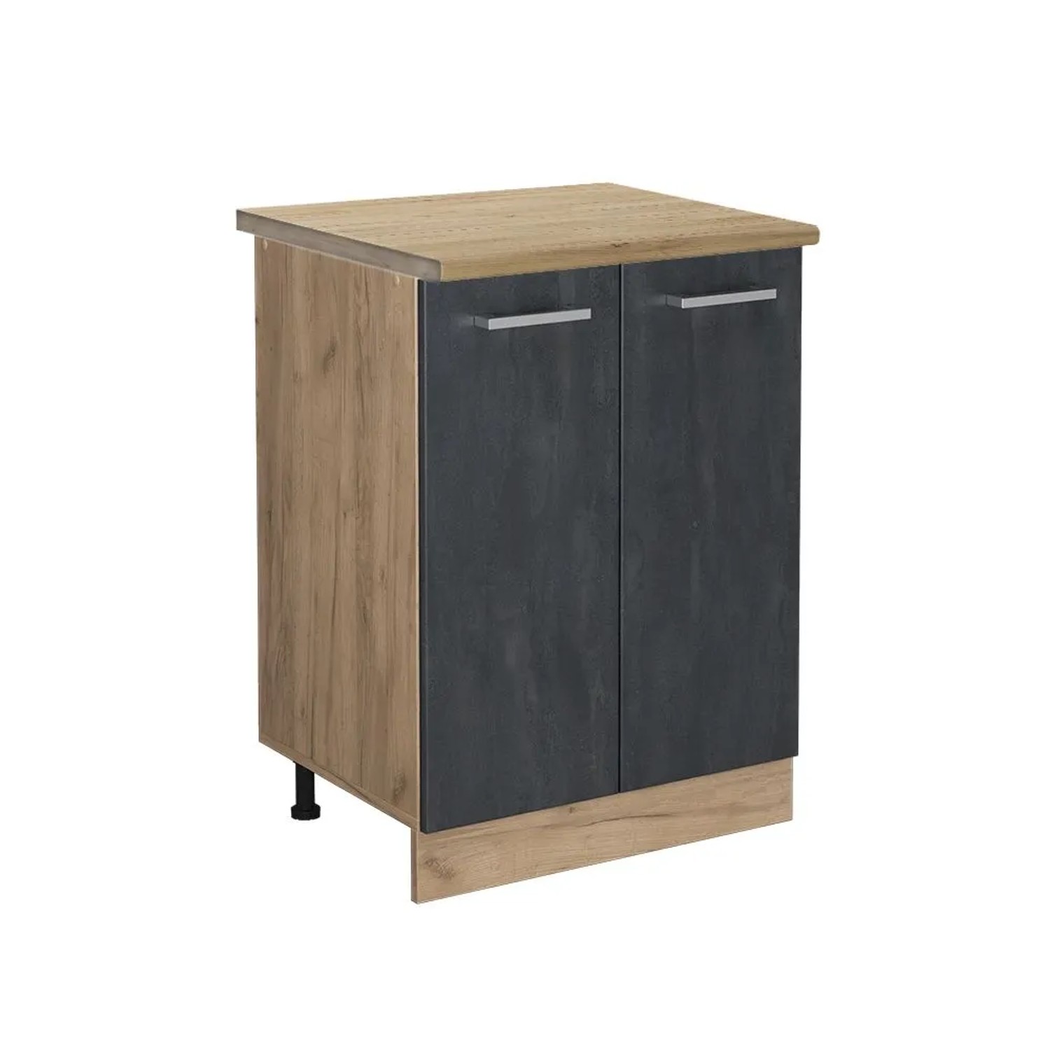 Vicco Küchenunterschrank R-Line Schwarz Beton Goldkraft Eiche 60 cm AP Eiche