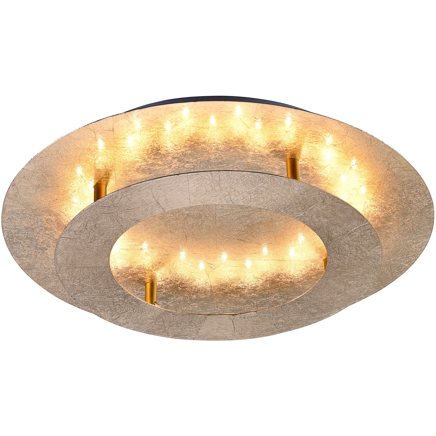 Goldene LED-Deckenleuchte Nevis von Paul Neuhaus, Ø 40 cm, für stimmungsvolle Beleuchtung.