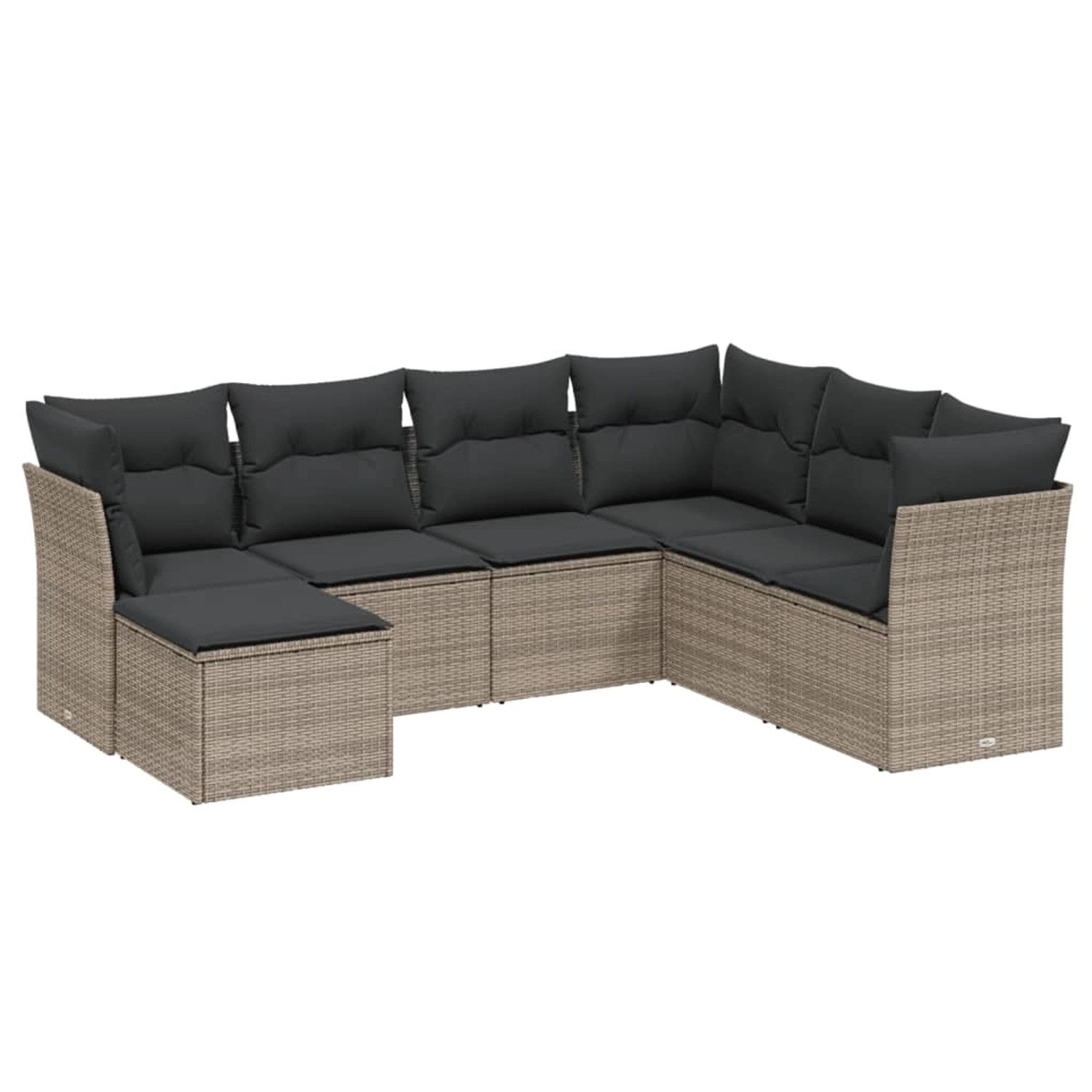 vidaXL 7-Tlg Garten-Sofagarnitur mit Kissen Grau Poly Rattan 3263216 günstig online kaufen