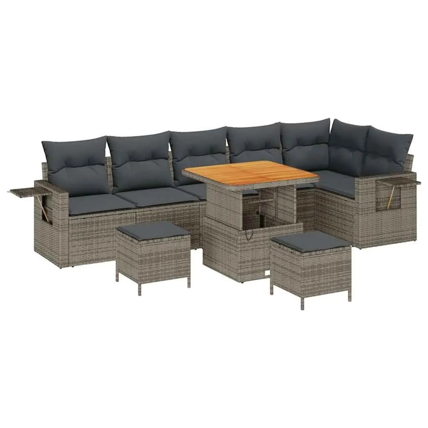 vidaXL Gartensofa-Set mit Kissen 11 Stk Grau Poly-Rattan 3363713 günstig online kaufen