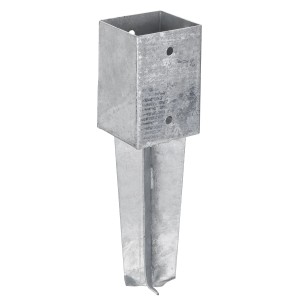 Feuerverzinkte Bodenhülse 91x91x350 mm zum Einbetonieren für Pfosten, ideal für den Außenbereich.